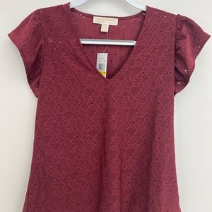 NWT - Michael Kors Women's Eyelet Embroidery Top Cap Sleeve